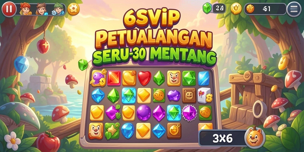 Gameplay seru Match-3 yang penuh warna dan tantangan.