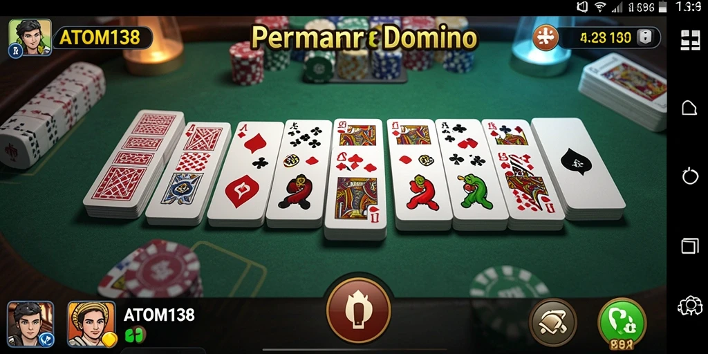 Screenshot ATOM138 menampilkan gameplay Domino yang mendebarkan.