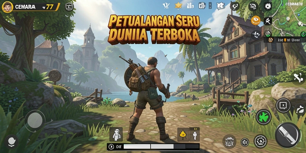Screenshot CEMARA77 menampilkan gameplay seru di dunia terbuka.
