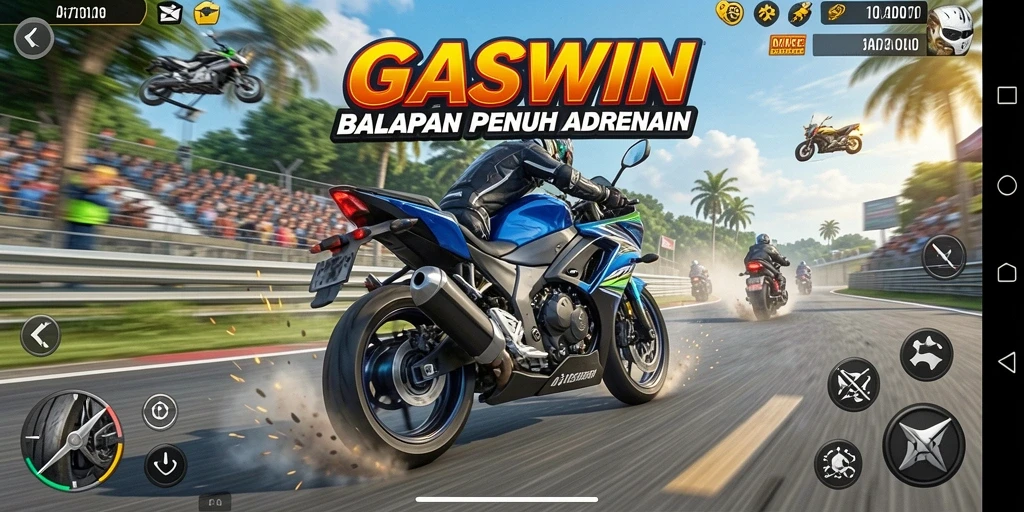 Tampilan gameplay GASWIN yang menggugah adrenalin dan mendebarkan.