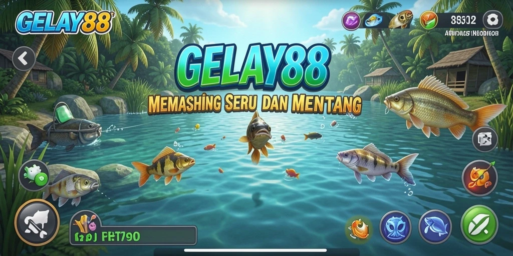 Screenshot gameplay GELAY88 yang menunjukkan momen menangkap ikan besar.