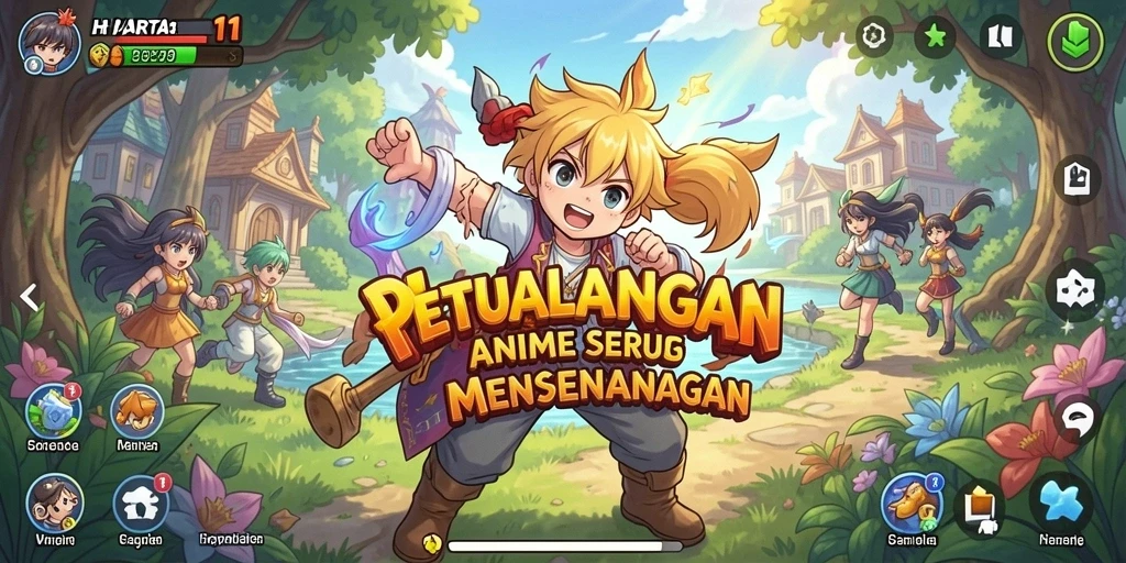 Screenshot menampilkan aksi seru dalam HARTA11 dengan karakter Anime ikonik.