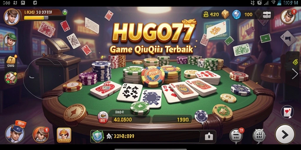 Menampilkan gameplay seru dari game QiuQiu HUGO77.