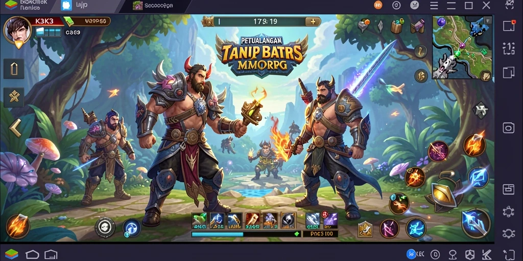 Screenshot gameplay K3K3 menampilkan pertempuran epik antara pemain dan monster.