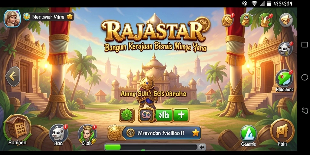 Screenshot gameplay RAJASTAR dengan elemen bisnis yang menarik.