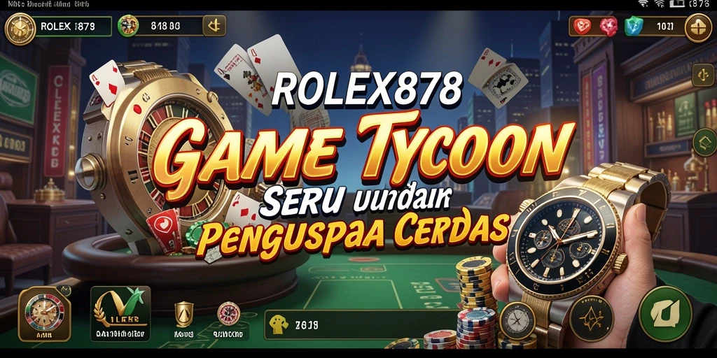 Tangkapan layar utama dari gameplay ROLEX878 yang menunjukkan aktivitas manajemen bisnis.