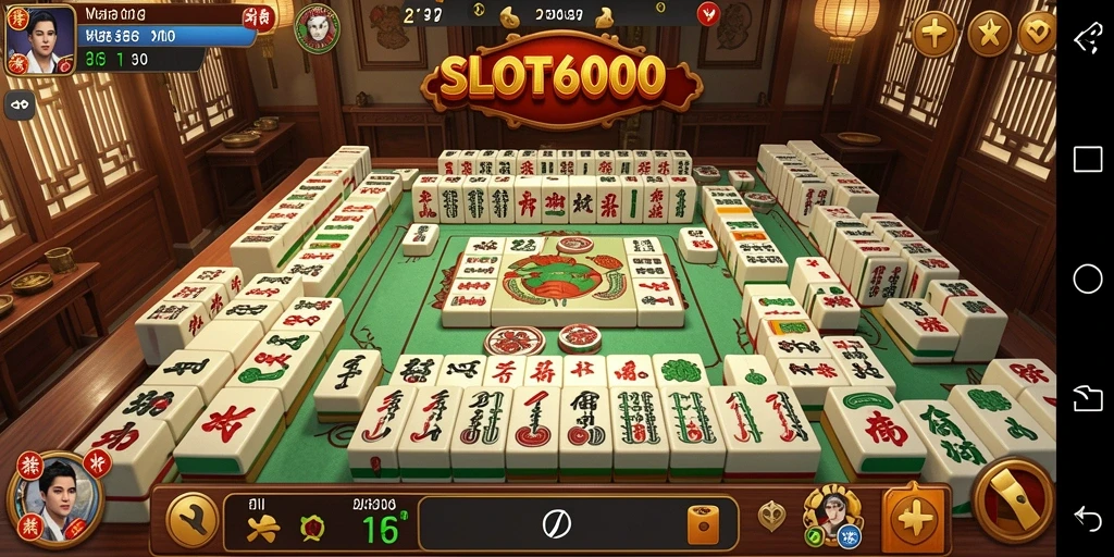 Screenshot menunjukkan gameplay menarik dari SLOT6000 saat mencocokkan ubin Mahjong.