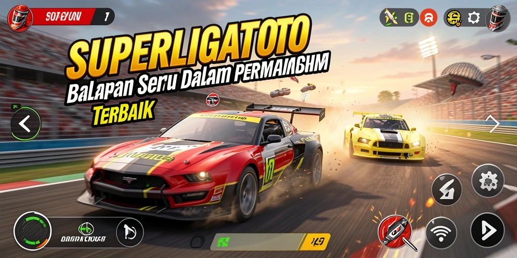 Tampilan gameplay balapan yang seru dan mendebarkan di SUPERLIGATOTO.