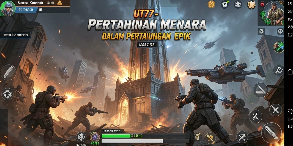 Tangkapan layar UT77 menampilkan aksi pertahanan menara yang mendebarkan.